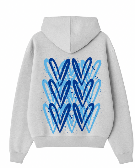 Royal Blue Heart Printed Hoodie Adults