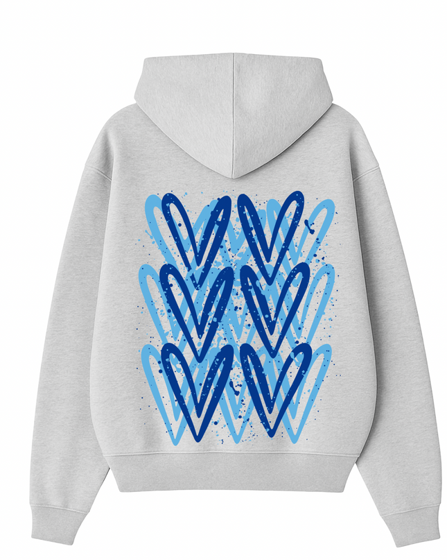 Royal Blue Heart Printed Hoodie Kids