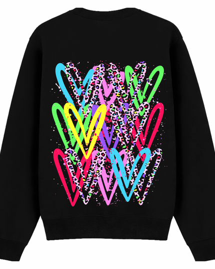 Multicoloured Leopard Print Heart Printed Sweatshirt Adults
