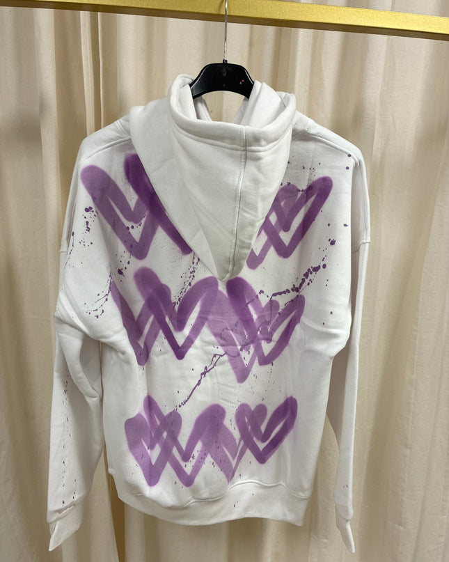 Lilac Hearts Spray Painted Hoodie Adults
