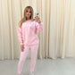 Miss Runway Pastel Heart Graffiti Sweatshirt Legging Set Pink