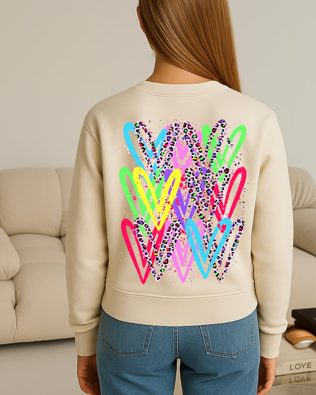Multicoloured Leopard Heart Printed Sweatshirt