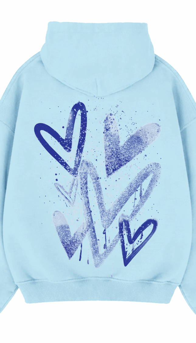 Royal Blue Scatter Heart Printed Hoodie – image 5