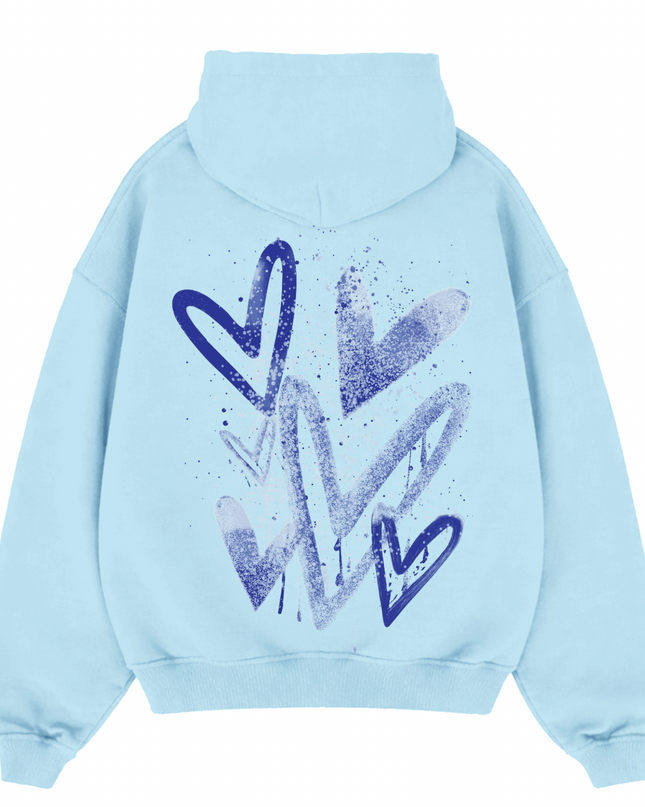 Royal Blue Scatter Heart Printed  Hoodie Kids