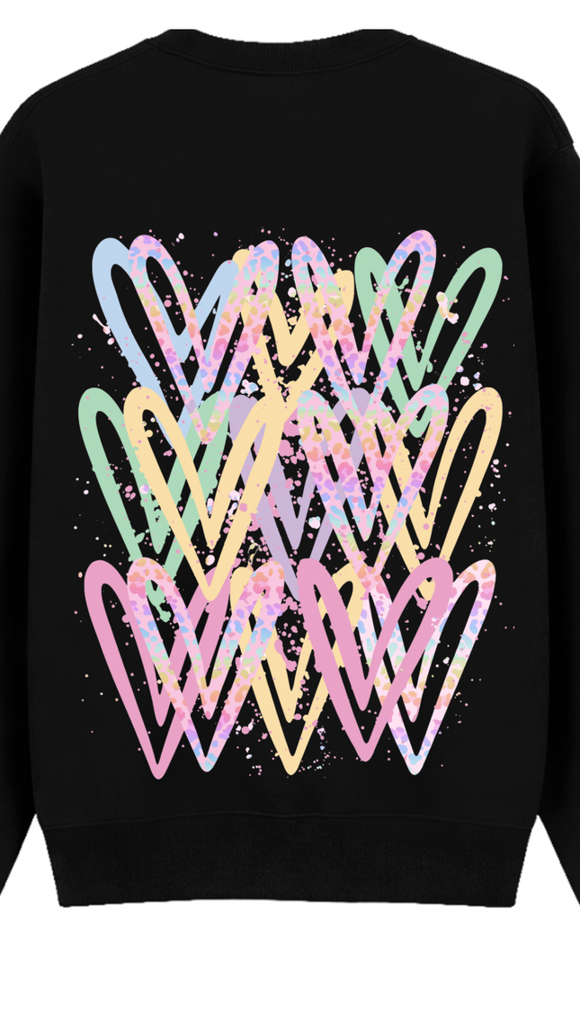 Pastel Leopard Print Heart Printed Sweatshirt – image 7