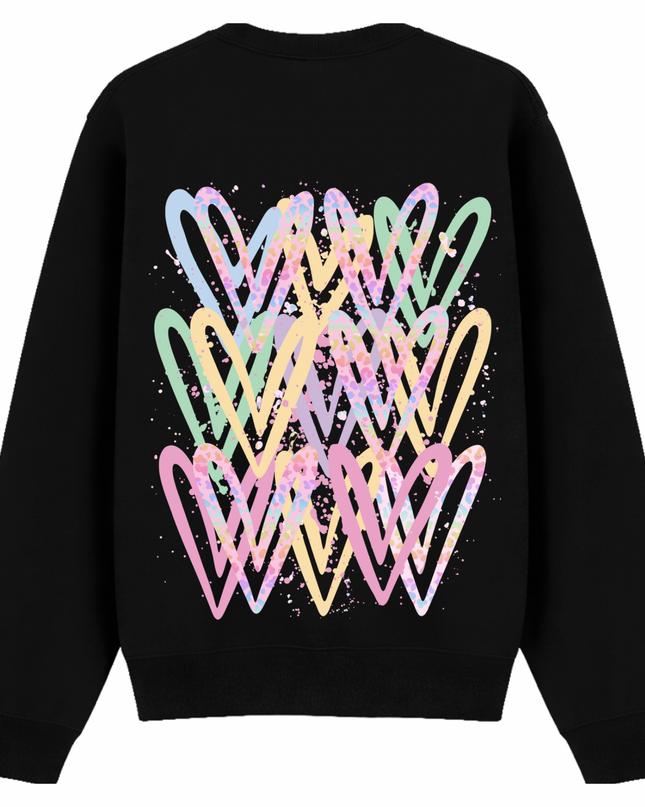 Pastel Leopard Print Heart Printed Sweatshirt Kids