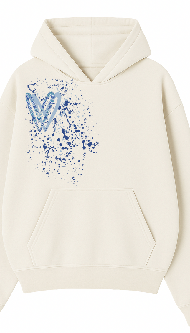 Blue Zig Zag Heart Printed Hoodie by Miss Runway – image 2