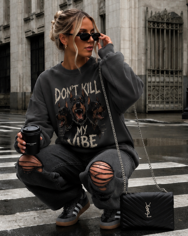Don't Kill My Vibe Charcoal Sweatshirt