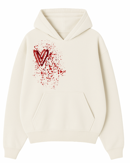 Red Paisley Heart Printed Hoodie Adults