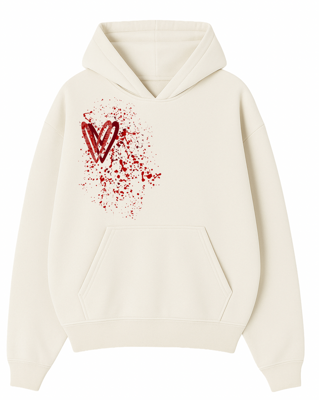 Red Paisley Heart Printed  Hoodie Kids