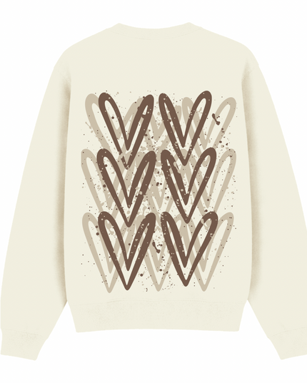 Beige Heart Printed Sweatshirt Kids
