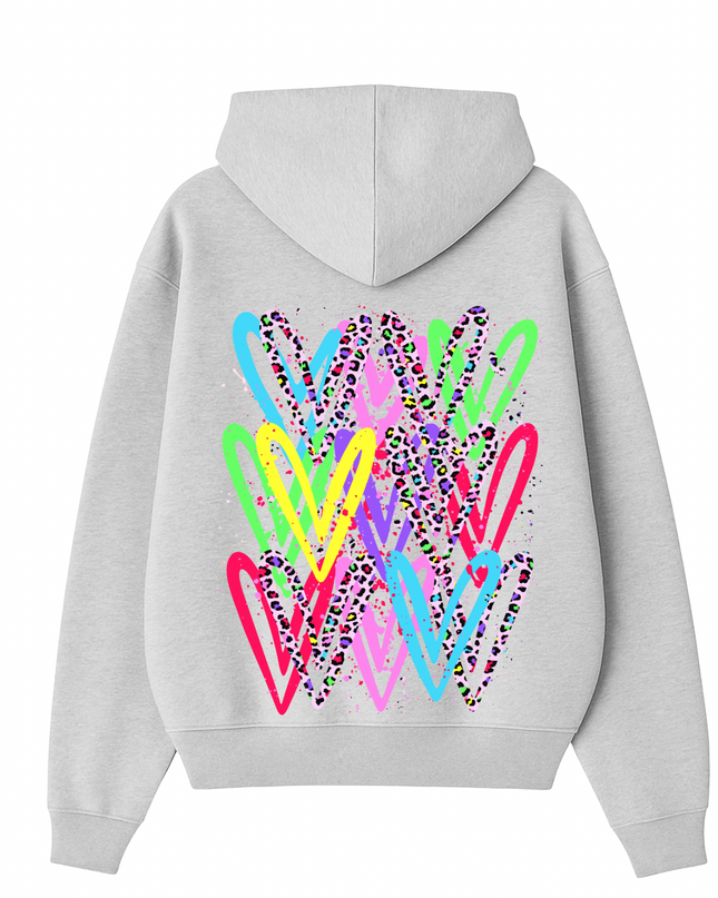 Multicoloured Leopard Print Heart Printed  Hoodie Kids