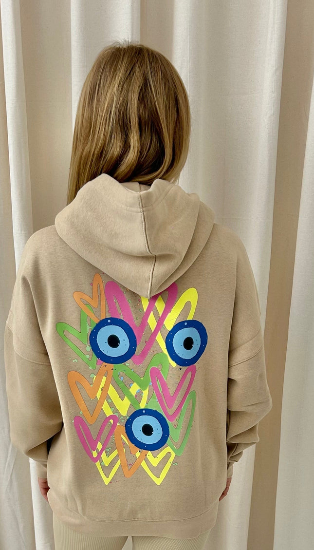 Neon Heart Evil Eye Printed Hoodie – image 4