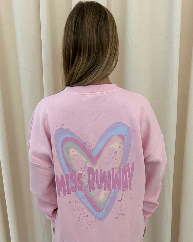 Miss Runway Pastel Heart Printed Sweatshirt Adults