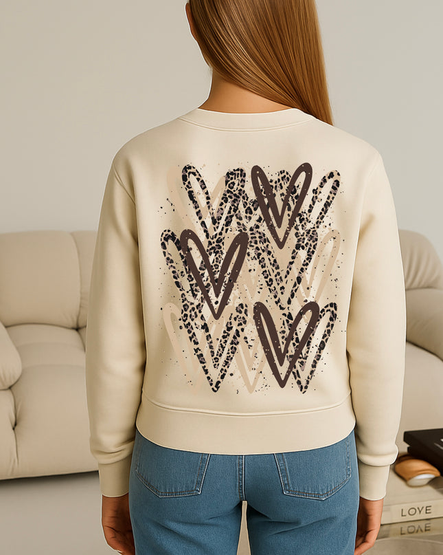 Brown Leopard Heart Printed Sweatshirt