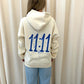 11:11 Graffiti Ruched Hoodie Cream