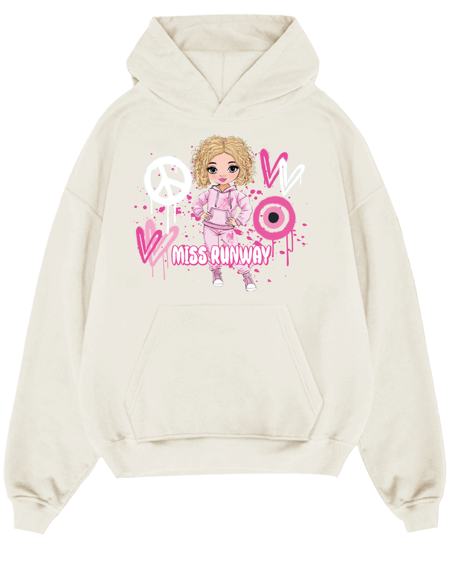 Miss Runway Doll Hoodie Pink Heart Design
