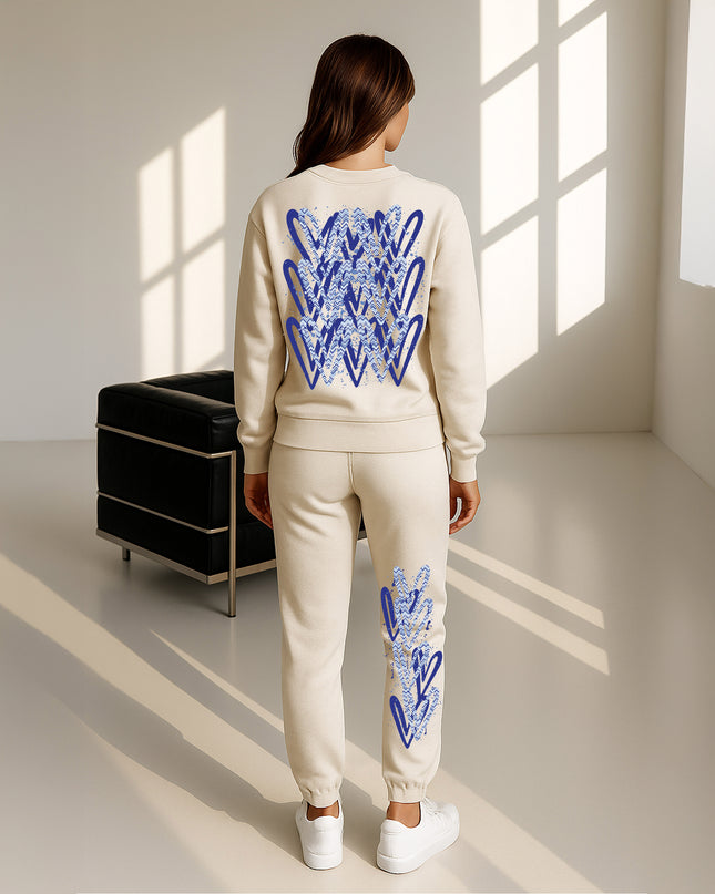 Blue Zig Zag Hearts Printed Sweatshirt Tracksuit Adult
