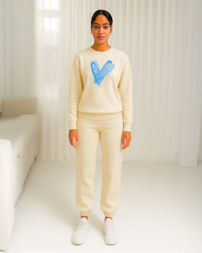 Blue Scattered Hearts Printed Sweatshirt Tracksuit Adult