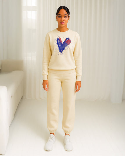 Blue/Red Scattered Hearts Printed Sweatshirt Tracksuit Adult