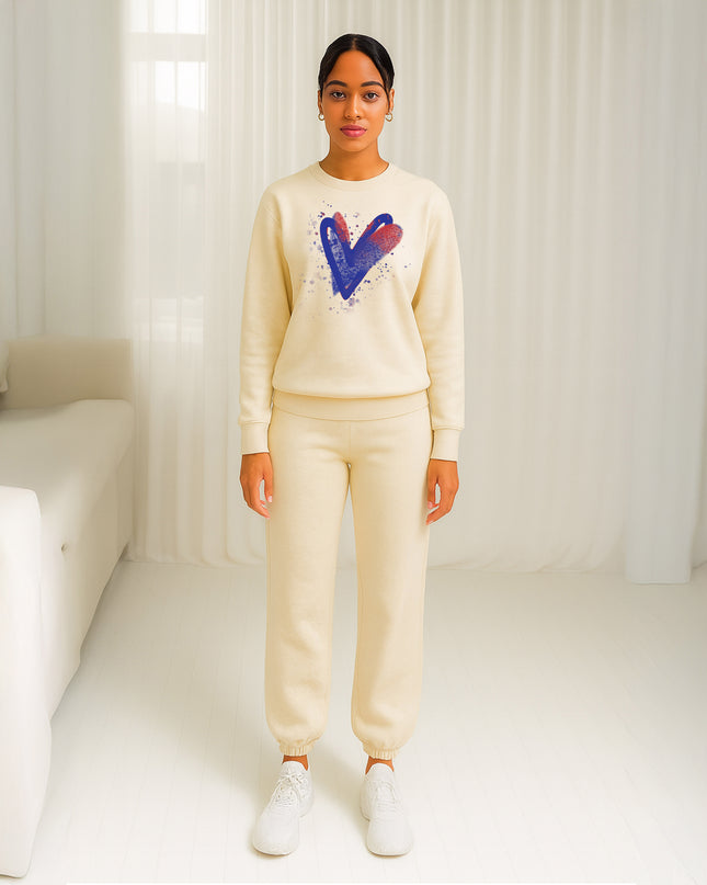 Blue/Red Scattered Hearts Printed Sweatshirt Tracksuit Adult
