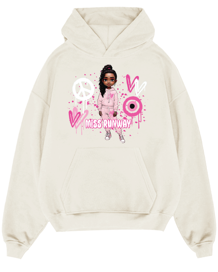 Miss Runway Doll Hoodie Pink Heart Design