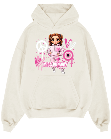 Miss Runway Doll Hoodie Pink Heart Design