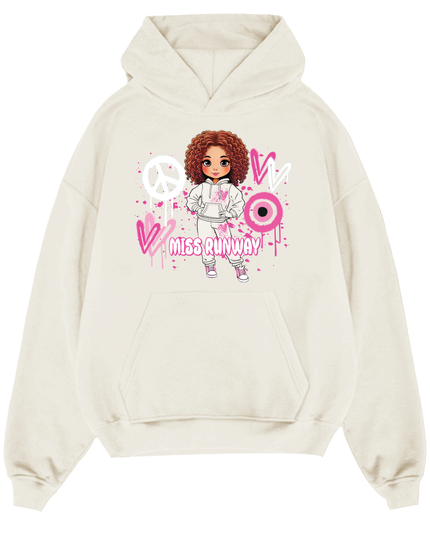 Miss Runway Doll Hoodie Pink Heart Design