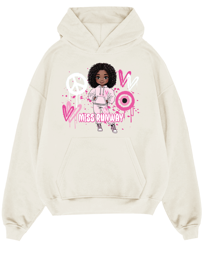 Miss Runway Doll Hoodie Pink Heart Design