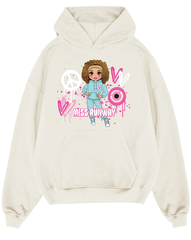 Miss Runway Doll Hoodie Pink Heart Design