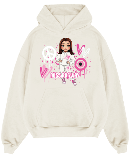 Miss Runway Doll Hoodie Pink Heart Design