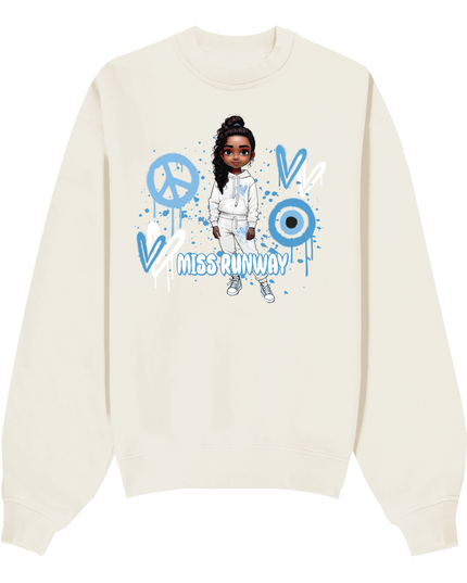 Miss Runway Doll Sweatshirt Blue Heart Design