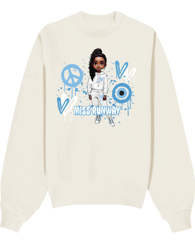 Miss Runway Doll Sweatshirt Blue Heart Design