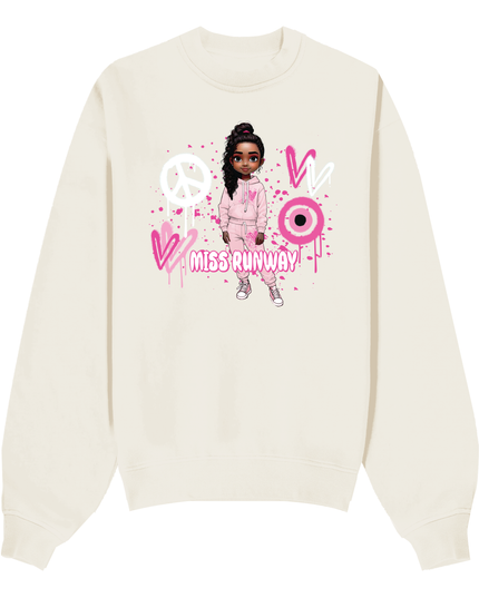 Miss Runway Doll Sweatshirt Pink Heart Design