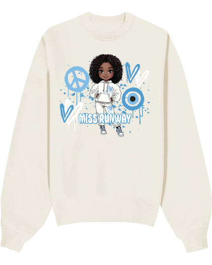Miss Runway Doll Sweatshirt Blue Heart Design