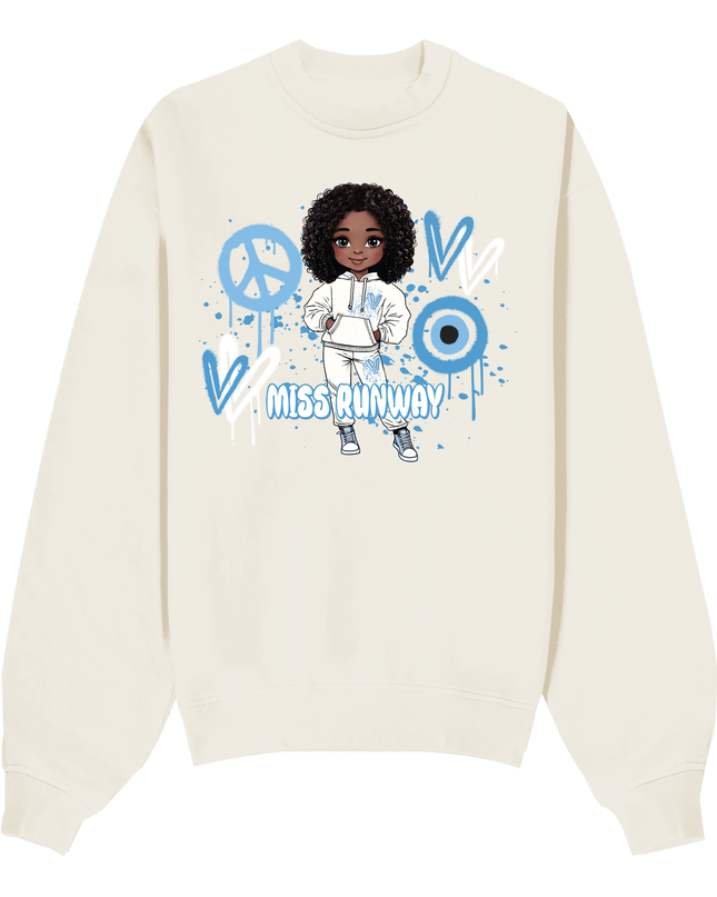 Miss Runway Doll Sweatshirt Blue Heart Design