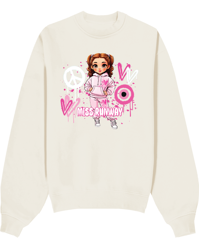 Miss Runway Doll Sweatshirt Pink Heart Design
