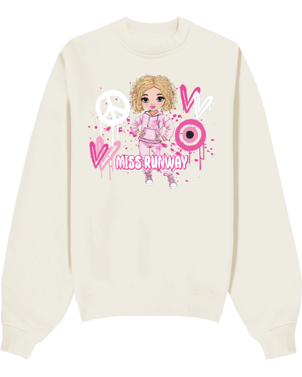 Miss Runway Doll Sweatshirt Pink Heart Design