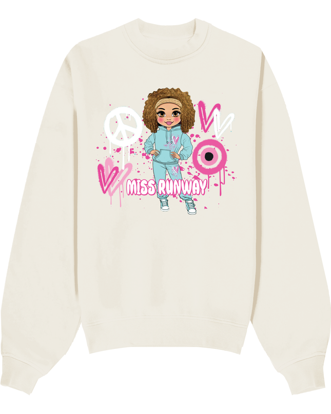 Miss Runway Doll Sweatshirt Pink Heart Design