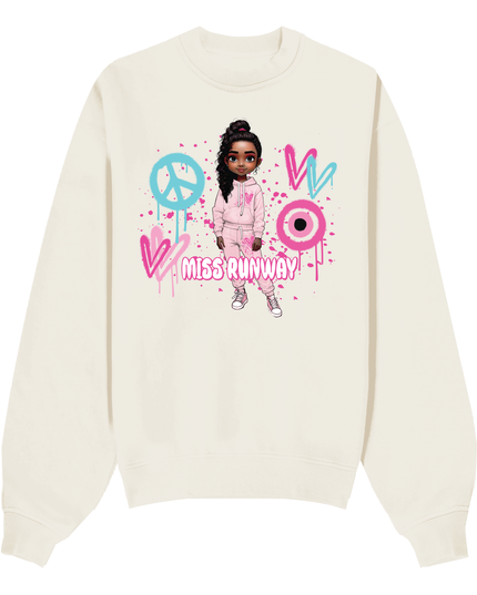 Miss Runway Doll Sweatshirt Pink/Green Heart Design