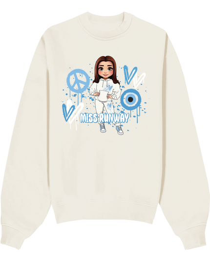 Miss Runway Doll Sweatshirt Blue Heart Design