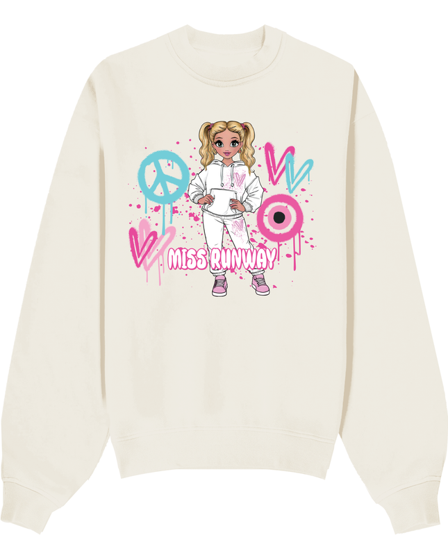 Miss Runway Doll Sweatshirt Pink/Green Heart Design