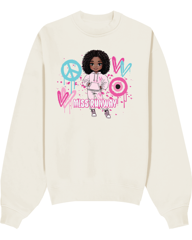 Miss Runway Doll Sweatshirt Pink/Green Heart Design