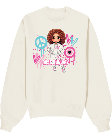 Miss Runway Doll Sweatshirt Pink/Green Heart Design