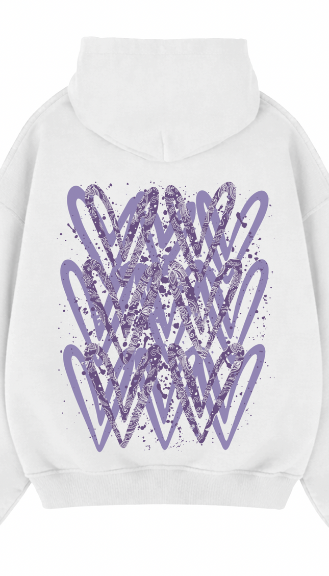 Lilac Paisley graffiti heart hoodie with spray paint effect print – women's hoodie by Miss Runway