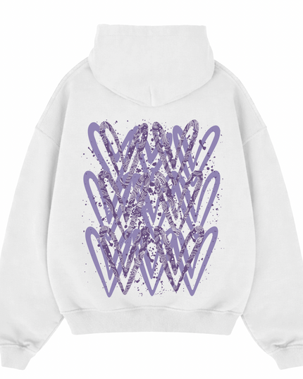 Lilac Paisley Heart Printed Hoodie Adults