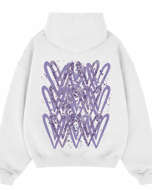 Lilac Paisley Heart Printed  Hoodie Kids