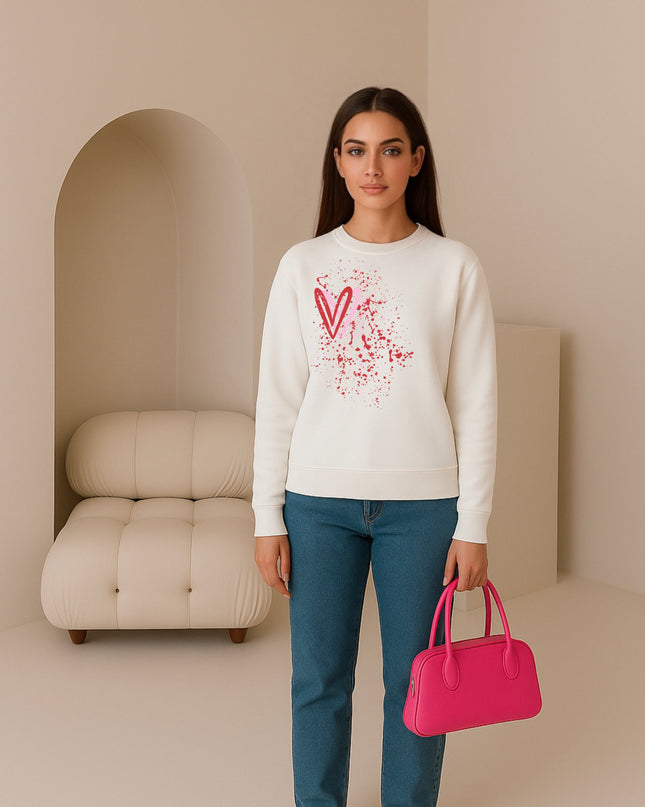Pink/Red Heart Printed Sweatshirt