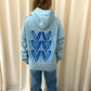 Blue Heart Graffiti Ruched Hoodie Blue