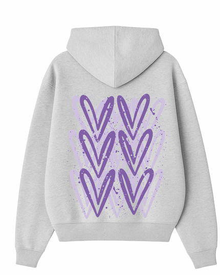 Lilac Heart Printed Hoodie Kids